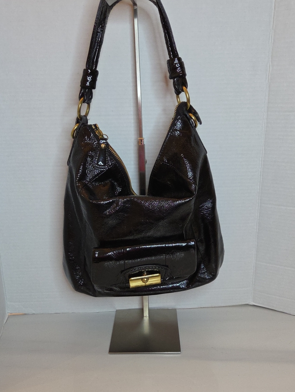 Coach Kristin Black Patent Leather Hobo Bag - Style 16013